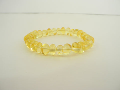 GENUINE BALTIC AMBER STRETCH BRACELET,CHUBBY ROUND LEMON 8"  ALLUREGEM  S1453