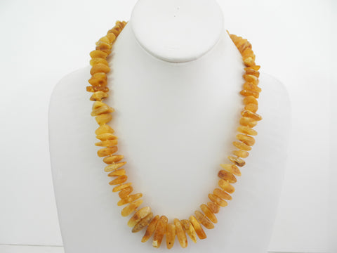 GENUINE BALTIC AMBER NECKLACE BUTTER-WHITE  CHIPS  44  gm 21"  ALLUREGEM S1816