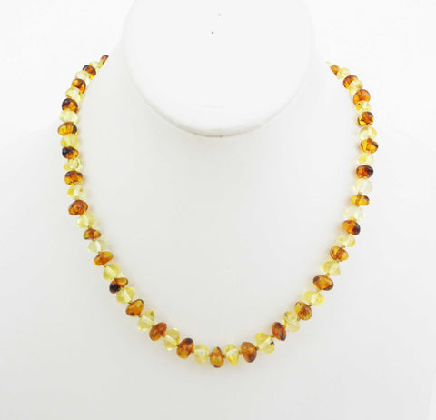 GENUINE BALTIC AMBER NECKLACE, MULTI-COLOR 10-12 gm 6-7 mm 18" ALLUREGEM S1532