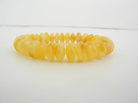 GENUINE BALTIC AMBER BEAD BRACELET, BUTTER, 12 mm 15 gm 7.5" ALLUREGEM S1725