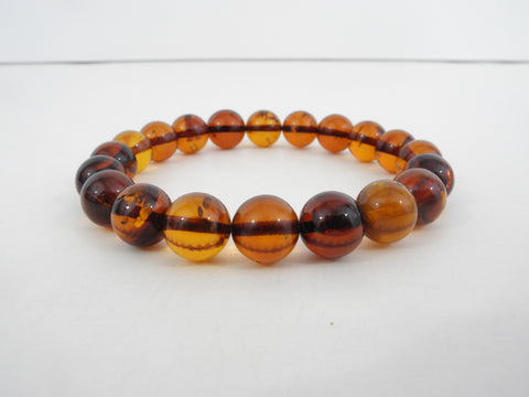 GENUINE BALTIC AMBER BEAD BRACELET, HONEY ROUND, 9 mm, 8.5 gm 7" ALLUREGEM S1718