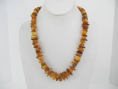 GENUINE BALTIC AMBER NECKLACE CHIPS POLISHED MULTI-COLORED  44 gm 20 " ALLUREGEM S1385