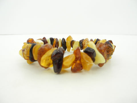 NATURAL BALTIC AMBER CHIPS  BRACELET POLISHED 24-27gm 7.5" ALLUREGEM  S1505