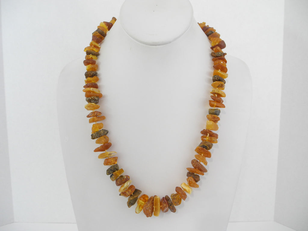 NATURAL RAW BALTIC AMBER CHIPS NECKLACE MULTI-COLOR  40-44 gm  22 " ALLUREGEM S1239