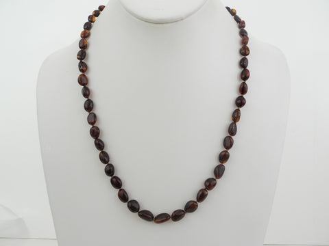 GENUINE BALTIC AMBER NECKLACE DARK HONEY 10-12 gm 9 x 11 mm 22 "  ALLUREGEM S1544