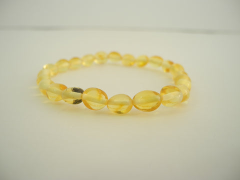 NATURAL BALTIC AMBER STRETCH BRACELET LEMON  4-5 gm  7.5 "  ALLUREGEM  S1101