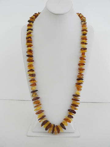 Large POLISHED Chips Baltic Amber Necklace MULTI-COLORED 74 gm  34"  ALLUREGEM S1407