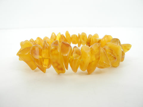 GENUINE BALTIC AMBER BEAD BRACELET, POLISHED HONEY CHIPS  10-19 mm 24 gm 8 " ALLUREGEM S1743