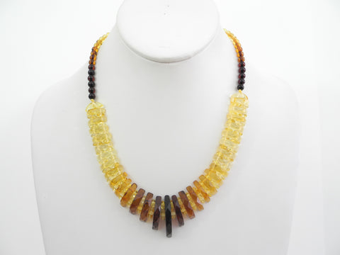 GENUINE BALTIC AMBER FACETED NECKLACE MULTI-COLOR 16-17 gm 17" ALLUREGEM S1083