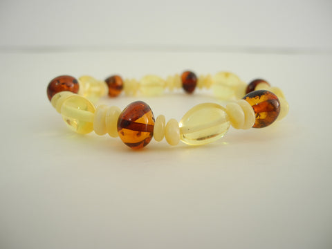 GENUINE BALTIC AMBER STRETCH BRACELET MULTI-COLOR 6.4  gm 6.5 " ALLUREGEM  S1240