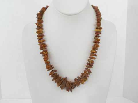 GENUINE BALTIC AMBER NECKLACE RAW HONEY CHIPS 44  gm 21"  ALLUREGEM S1753