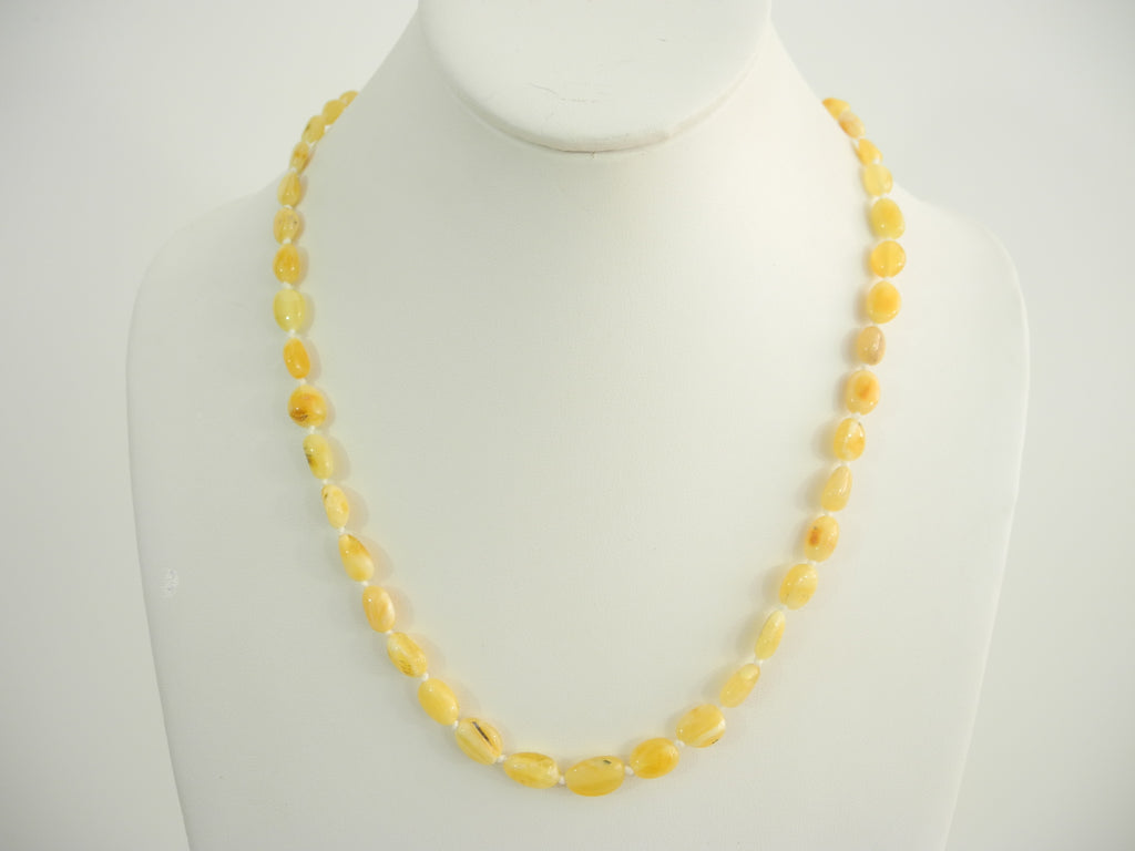 Genuine Baltic Amber Bead Necklace, Butter-White 9-11 gm 21  " ALLUREGEM S1204