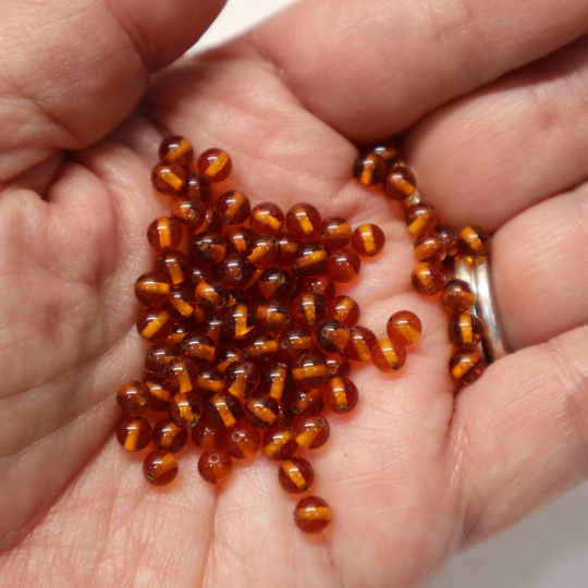 Natural Baltic Amber Beads, 4mm Round Loose Beads, Honey Drilled Alluregem E1081