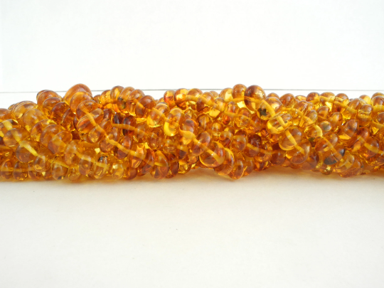 Natural Baltic Amber Rondelle Bead Strand 9-10 mm Honey 16" Alluregem E1279