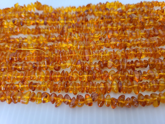Genuine Baltic Amber Chips, 2 Strands, Grade B/C Light Honey 12 - 13 Grams 16" Alluregem E1290