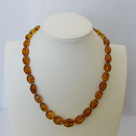 Baltic Amber Beaded Necklace, Genuine Natural Faceted 20" Alluregem E1605