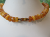 Genuine Raw Baltic Amber Necklace, Large Heishi Disks 43 grams, Adult Necklace 18.5 " ALLUREGEM E1685
