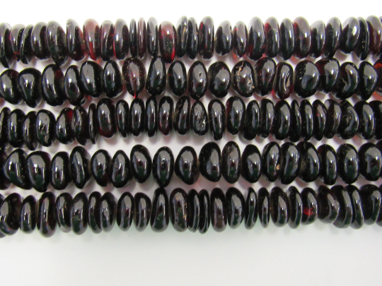 Baltic Amber Bead Strands, Natural Rondelle Dark Cherry, 18 - 20 gm, 8 - 11 mm, 16 " Alluregem E2003