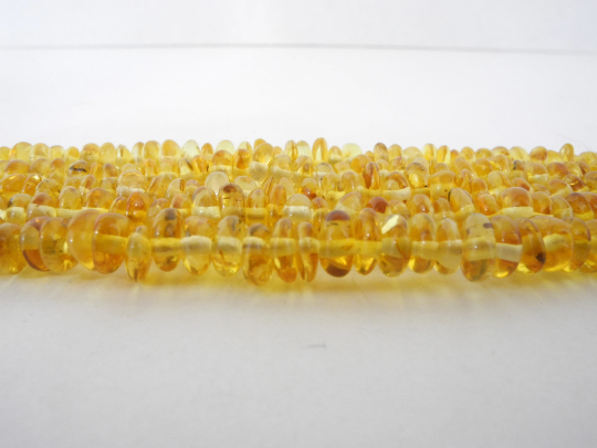 Natural Baltic Amber Bead Strands Rondelle Lemon 7 - 8 gm 5 - 6mm 16" Alluregem E2103