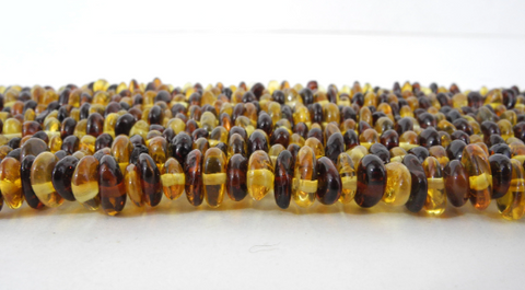 Genuine BALTIC AMBER Beads Strands Rondelle Lemon and Cognac 6 - 7 mm 16" Alluregem E2129