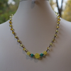 Knotted Baltic Amber and Turquoise Necklace Adjustable Length 10.5mm Round Center Bead E2738