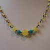 Knotted Baltic Amber and Turquoise Necklace Adjustable Length 10.5mm Round Center Bead E2738