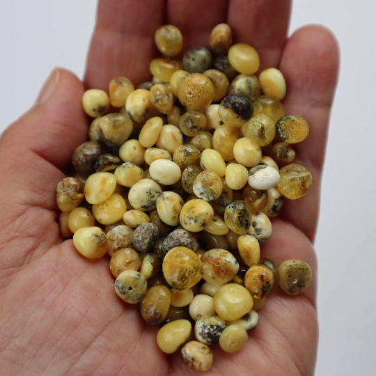 Natural Baltic Amber Beads, Medium Green and White Amber Baroque Beads, Available in 5- 20 Gram Packs Alluregem E3143