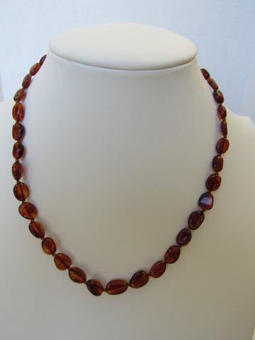 GENUINE BALTIC AMBER NECKLACE DARK HONEY 9-11 gm, 8-12 mm 18 "  ALLUREGEM S1088