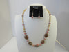 925 STERLING SILVER BROWN & PINK RHODOCHROSITE & MOTHER OF PEARL NECKLACE SET 20 " S1143