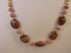 925 STERLING SILVER BROWN & PINK RHODOCHROSITE & MOTHER OF PEARL NECKLACE SET 20 " S1143
