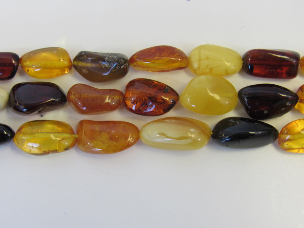 GENUINE BALTIC AMBER GIANT BEADS MULTI-COLOR 12-18 mm 16"  ALLUREGEM S1148