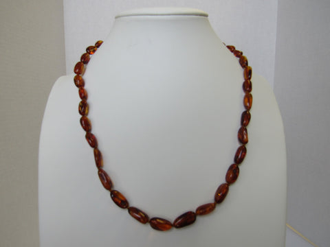 GENUINE BALTIC AMBER NECKLACE COGNAC 12 x 6 mm  12 gm 21 "  ALLUREGEM S1245