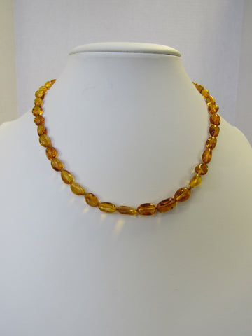 GENUINE BALTIC AMBER NECKLACE HONEY 9 x 6 mm  9 gm 18 "  ALLUREGEM S1258