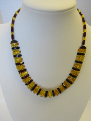 Natural Baltic Amber Cleopatra Necklace MULTI-COLOR 19 gm 19" ALLUREGEM S1280