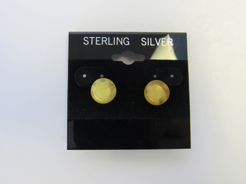 925 STERLING SILVER STUD BALTIC AMBER EARRINGS BUTTER 2.5  GRAMS ALLUREGEM S1282