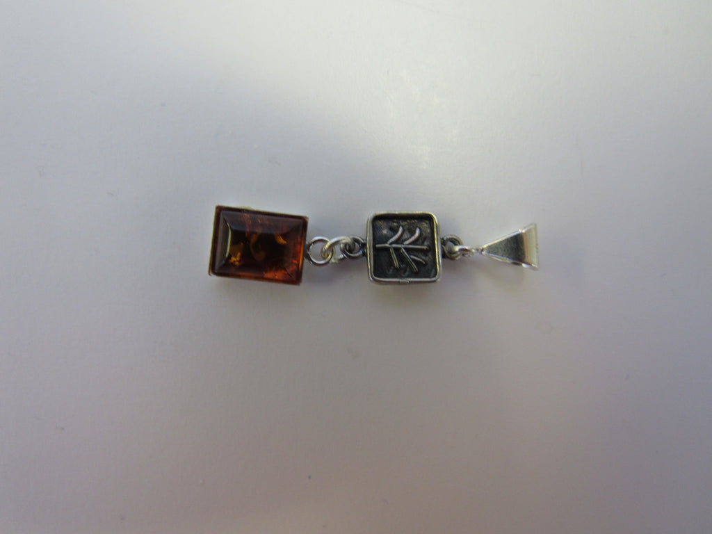 Genuine Baltic Amber Pendant, 925 Sterling Silver ALLUREGEM S1314