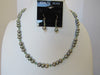 925 STERLING SILVER PEARL & CRYSTAL NECKLACE SET, 35 gm 18.5 "  ALLUREGEM S1318