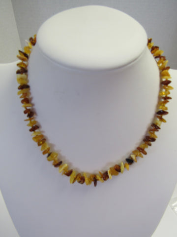 BALTIC AMBER NECKLACE, CHIPS,POLISHED MULTI-COLOR 11 gm 20 " ALLUREGEM S1327