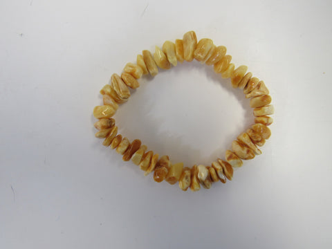 GENUINE BALTIC AMBER STRETCH BRACELET BUTTER-WHITE 8 " ALLUREGEM  S1366