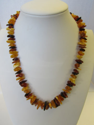 Large POLISHED Chips Baltic Amber Necklace MULTI-COLORED 35-36 gm  22"  ALLUREGEM S1391