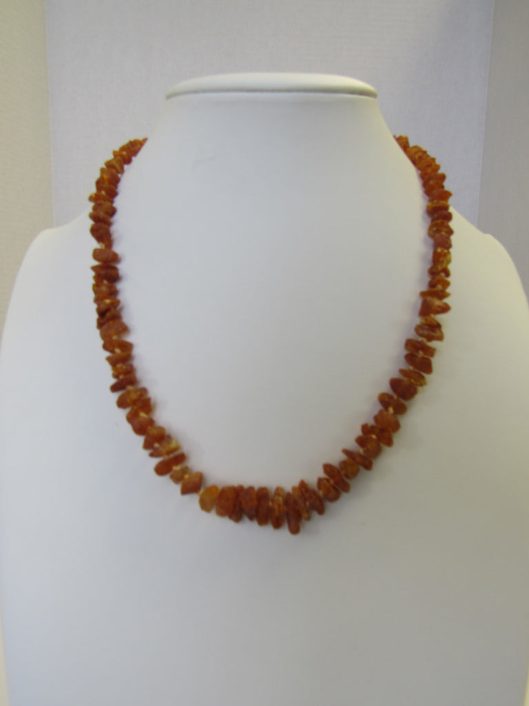 NATURAL RAW BALTIC AMBER NECKLACE CHIPS, HONEY 13.3 gm 10-20 mm 19 " ALLUREGEM S1457