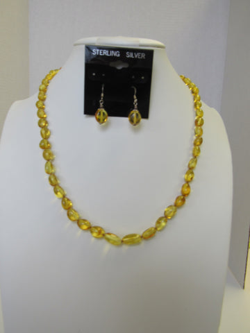 GENUINE BALTIC AMBER NECKLACE & BRACELET SET, LEMON, 14 gm   21 " ALLUREGEM S1468