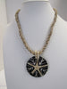 LARGE WOVEN SHELL PENDANT NECKLACE 35 gm  52 mm 18 " ALLUREGEM   S1558