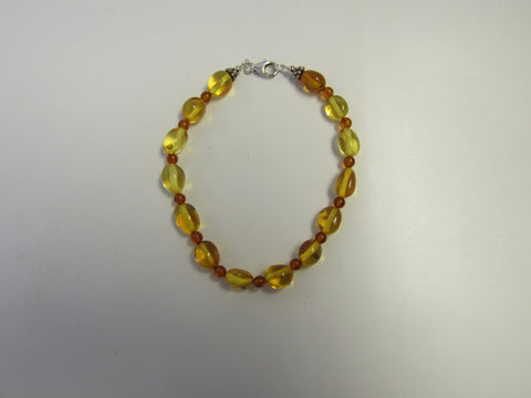 Genuine Baltic Amber Bracelet, 925 Sterling Silver 8.5" ALLUREGEM S1668