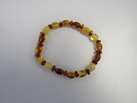GENUINE BALTIC AMBER BEAD BRACELET, MULTI-COLOR,  6-9 mm 4.8 gm 7.5" ALLUREGEM S1719