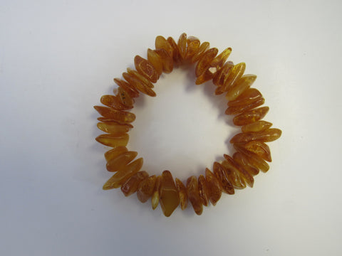 GENUINE BALTIC AMBER BEAD BRACELET, POLISHED HONEY CHIPS  14-25 mm 36 gm 9 " ALLUREGEM S1744