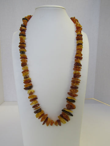 GENUINE BALTIC AMBER NECKLACE POLISHED MULTI-COLORED  CHIPS  69  gm 31"  ALLUREGEM S1796