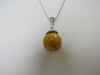 Baltic Amber Pendant Necklace, 925 Sterling Silver, 20mm  18" ALLUREGEM  S1811