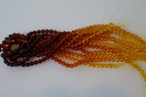 Baltic Amber Beads, 16" Strand 6mm Natural Round Ombre ALLUEGEM